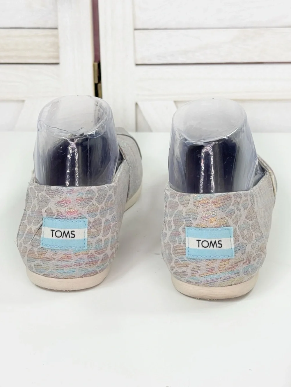 Toms Alpargata‎ Slip On Flats Metallic Rainbow Animal Cheetah Grey Size 7.5